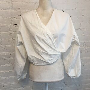 Shaina Mote crossover giverny blouse white cotton size large